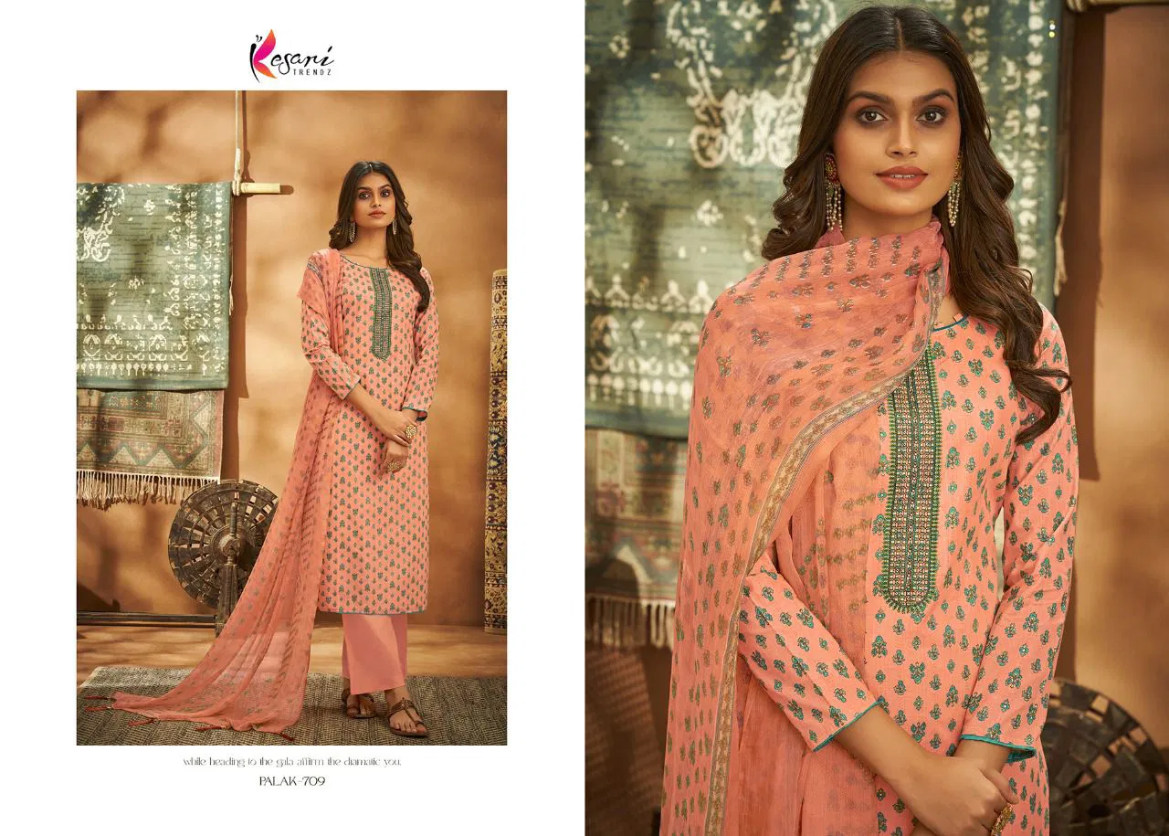 Kesari Palak 2 Cambric Cotton Casual Daily Wear Embroidery Dress Material Collection